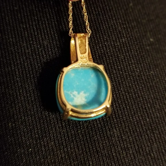 Sleeping Beauty or Persian Turquoise Gold Pendant - Picture 6 of 14